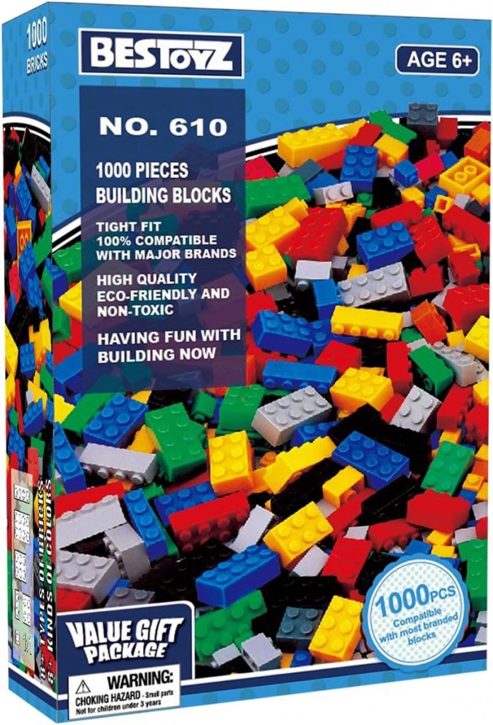 Bestoyz 1000 Pieces Building Blocks, Bulk Classic Building Bricks Toy, Big Box of Basic Bricks, Compatible with Major Brands, Educational Construction Toys  Gifts for Kids 6+