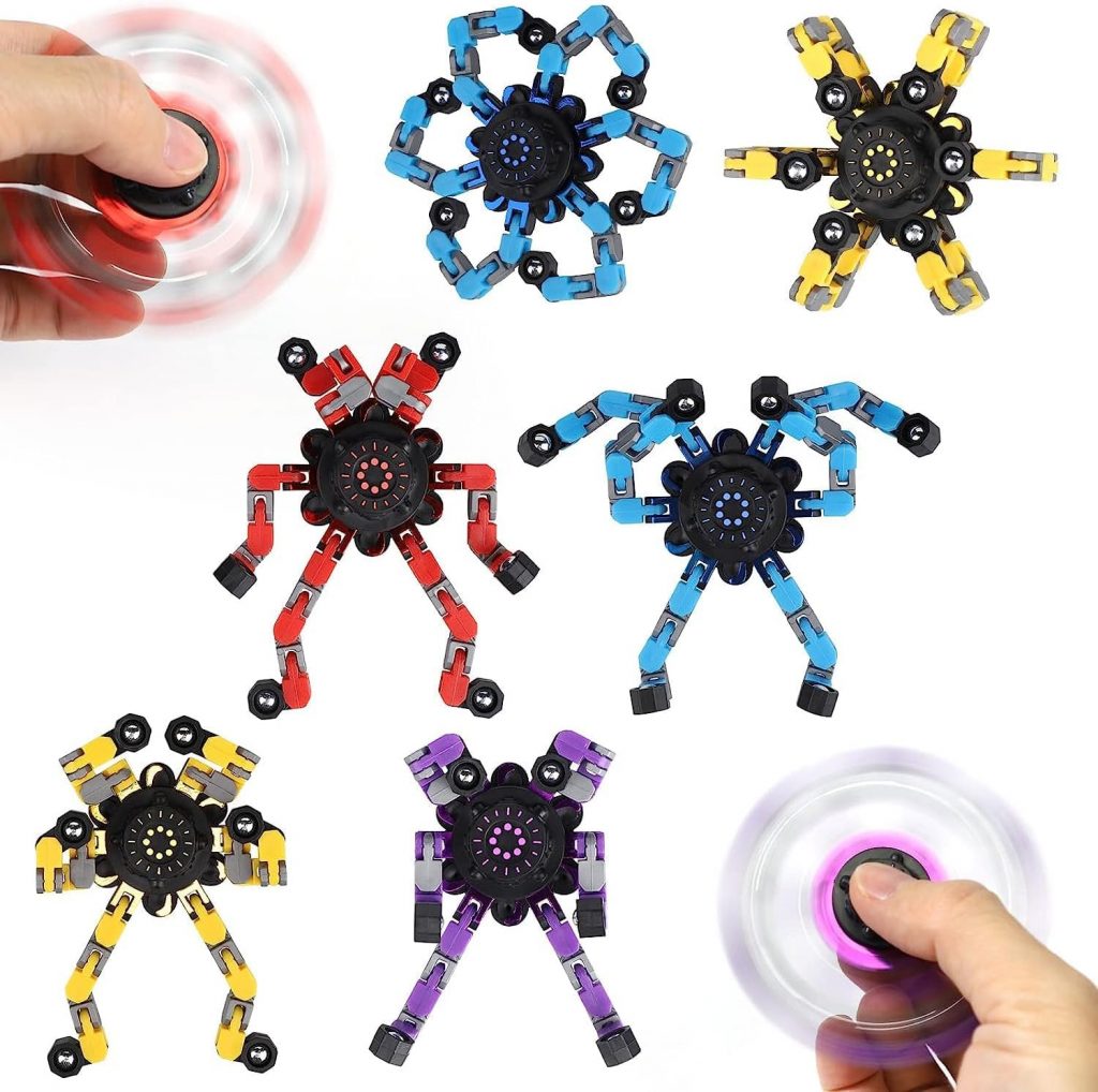 Fidget Spinner Toys for Kids Adults,Desk Toy Finger Hand Spinner for Boys Transformable DIY Root Toy Deformed Mechanical Spiral Twister Fingertip Gyro Decompression Toy Party Favors Goodie Cool Gadget