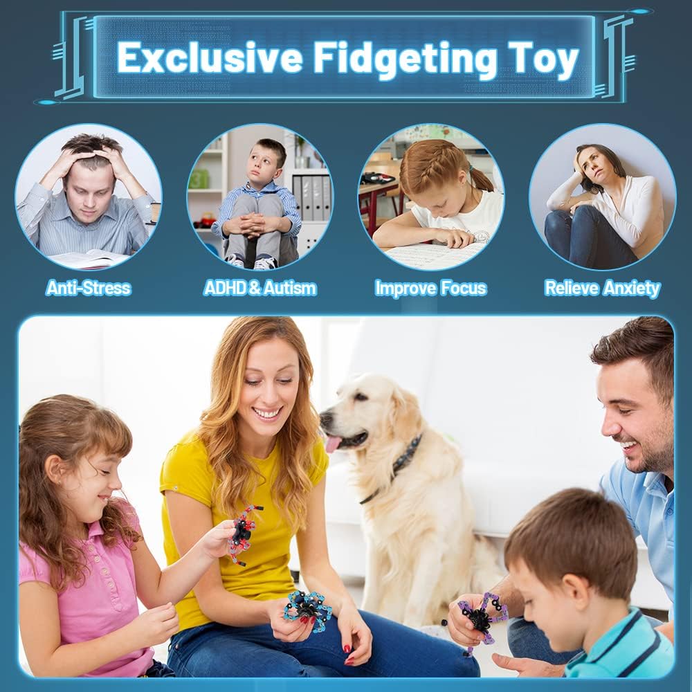 Fidget Spinner Toys for Kids Adults,Desk Toy Finger Hand Spinner for Boys Transformable DIY Root Toy Deformed Mechanical Spiral Twister Fingertip Gyro Decompression Toy Party Favors Goodie Cool Gadget