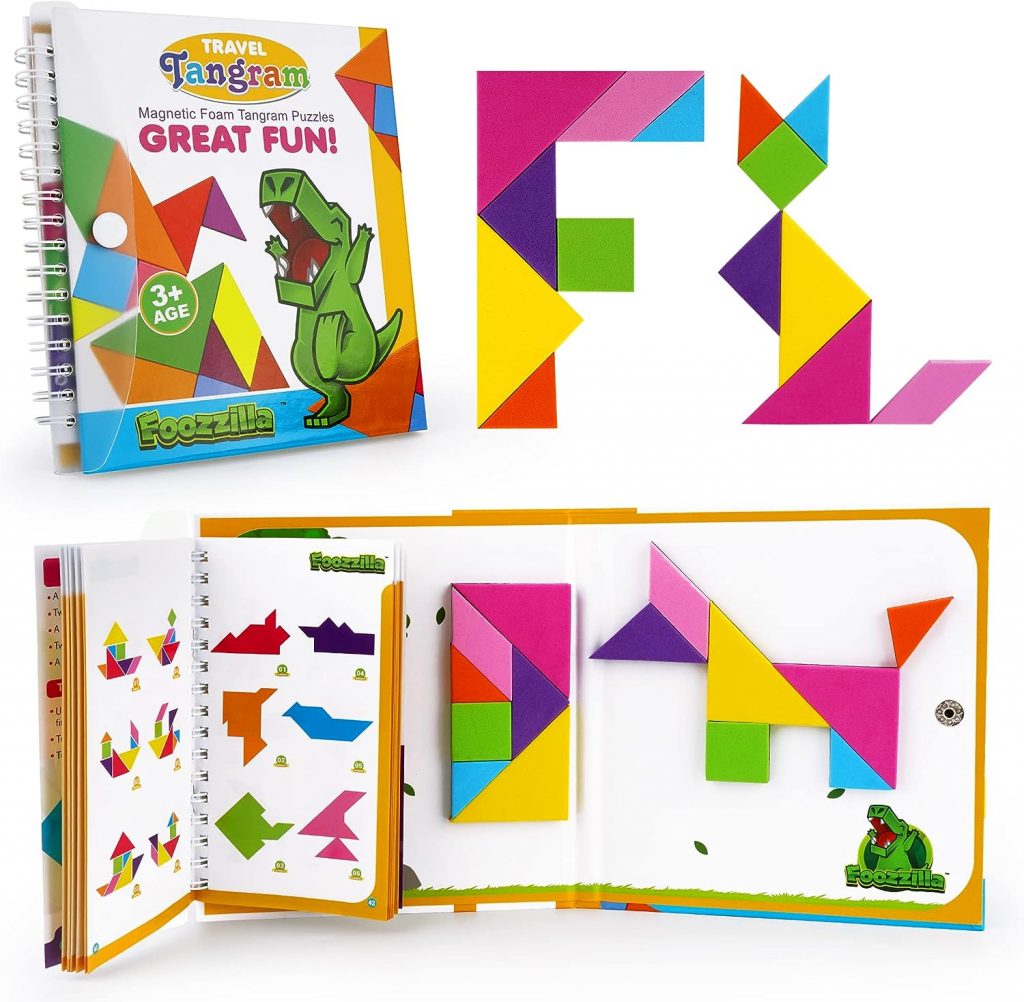 FOOZZILLA Tangram Puzzle Kids Games – Magnetic Blocks Road Trip Essentials Kids – Premium EVA Material – Fun and Colorful Design - Educational Jigsaw Puzzle Stem Toy