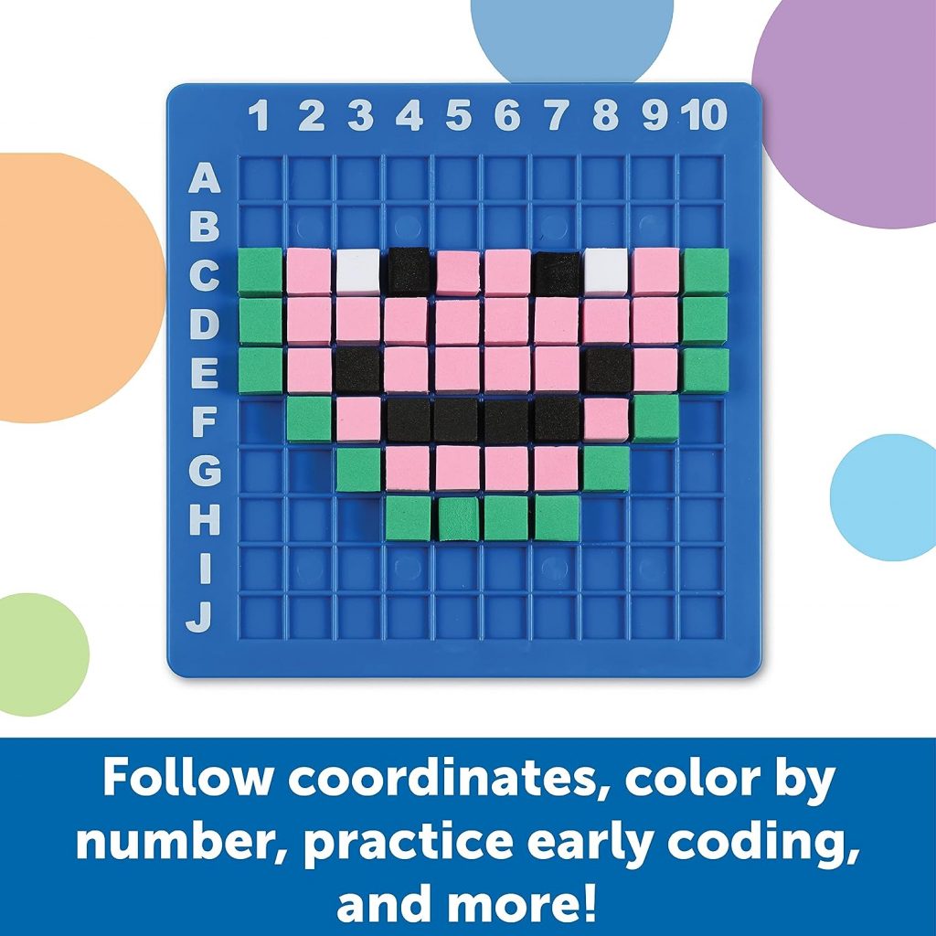 Learning Resources STEM Explorers Pixel Art Challenge - 402 Pieces, Ages 5+ STEM Learning Activities for Kids, Math and Coding Games for Kids