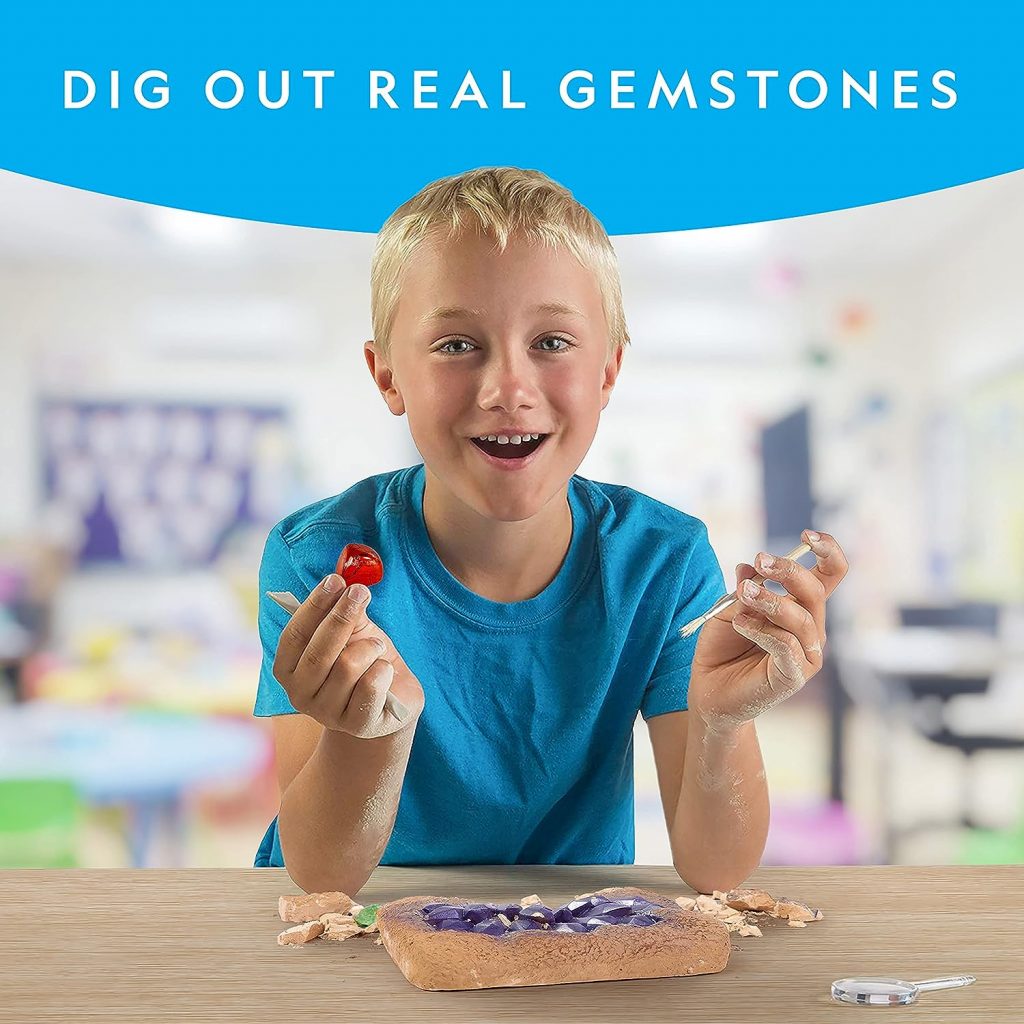 NATIONAL GEOGRAPHIC Mega Gemstone Dig Kit – Dig Up 15 Real Gems, STEM Science  Educational Toys make Great Kids Activities