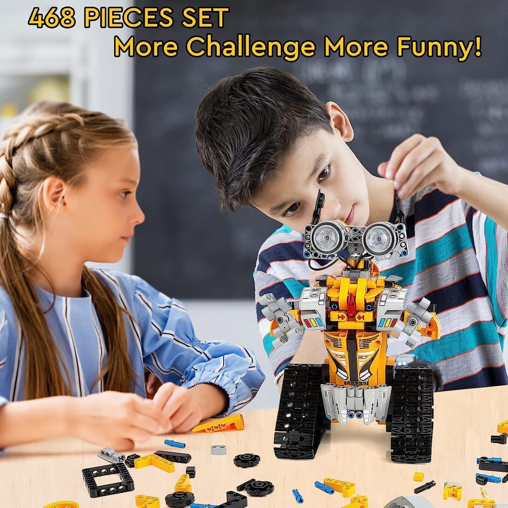 AoHu STEM Projects for Kids Ages 8-12, Remote  APP Controlled Robot Programmable Building Toys Gifts for Boys Girls (468 Pieces)
