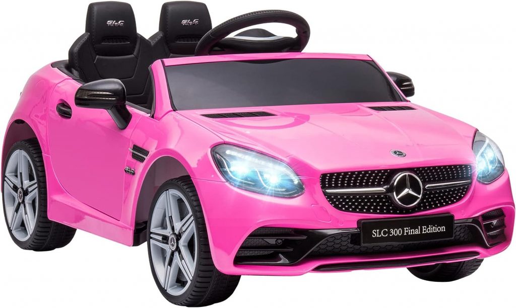 Aosom 12V Kids Electric Ride On Car with Parent Remote Control Two Motors Music Lights Suspension Wheels for 3-6 Years Pink