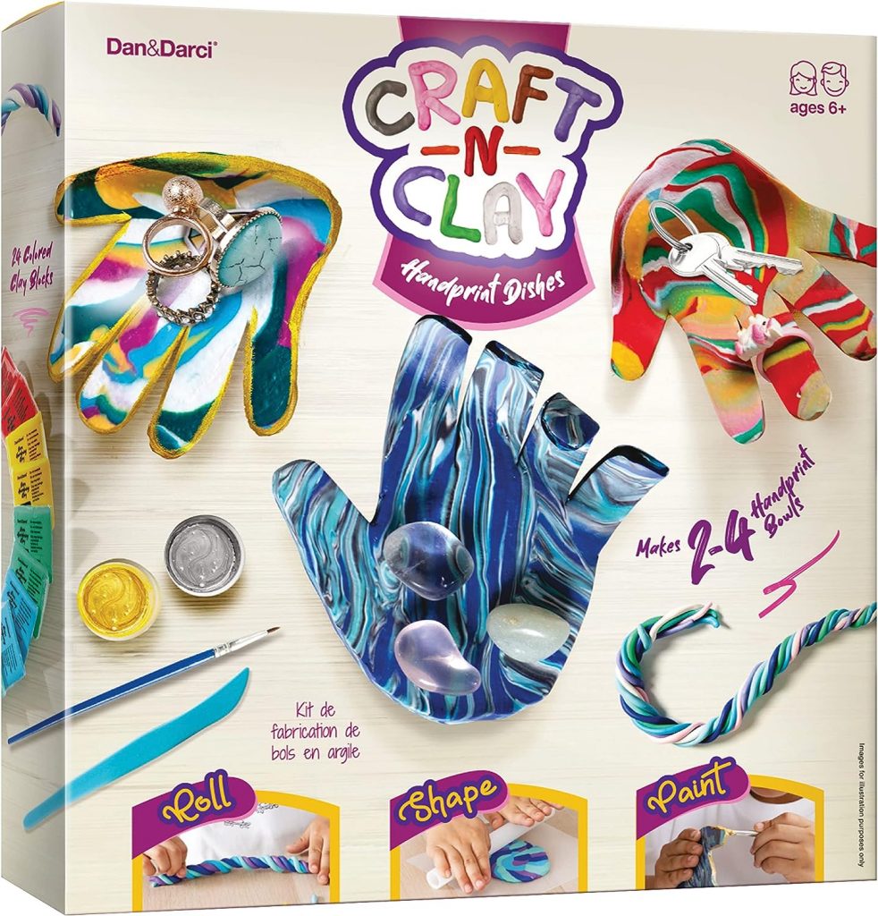 Craft  Clay Handprint Dish Kit - Arts and Crafts for Kids - Make Your Own Hand Bowls - Preteen Girls Art Activities Kits - Best Christmas Gifts for Ages 4, 6, 7, 8, 10-12 - Tween Kid DIY Clay Crafts