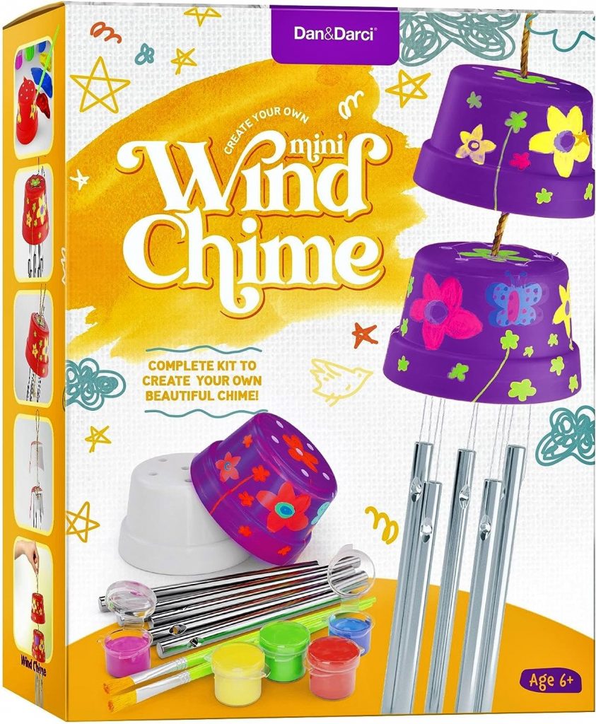 Create  Paint a Mini Wind Chime Making Kit - Arts and Crafts Gift for Girls  Boys Ages 6 7 8 9 10-12 - Birthday  Christmas Gifts for Kids - Art  Craft Kits - Painting Stuff for Girl Age 6-12