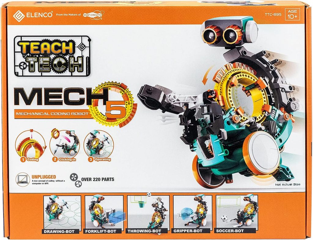 Elenco Teach Tech Mech-5 | Programmable Mechanical Robot Coding Kit | STEM Educational Toys for Kids 10+