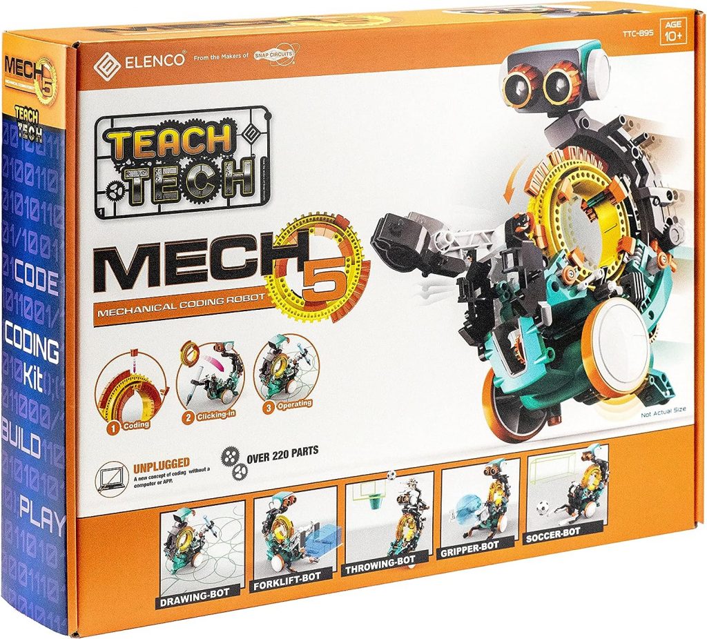 Elenco Teach Tech Mech-5 | Programmable Mechanical Robot Coding Kit | STEM Educational Toys for Kids 10+