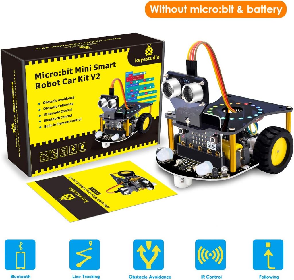 KEYESTUDIO Microbit Smart Robot Car Programmable Kit STEM Coding for Kids (Without Micro:bit Board v2 v1.5)